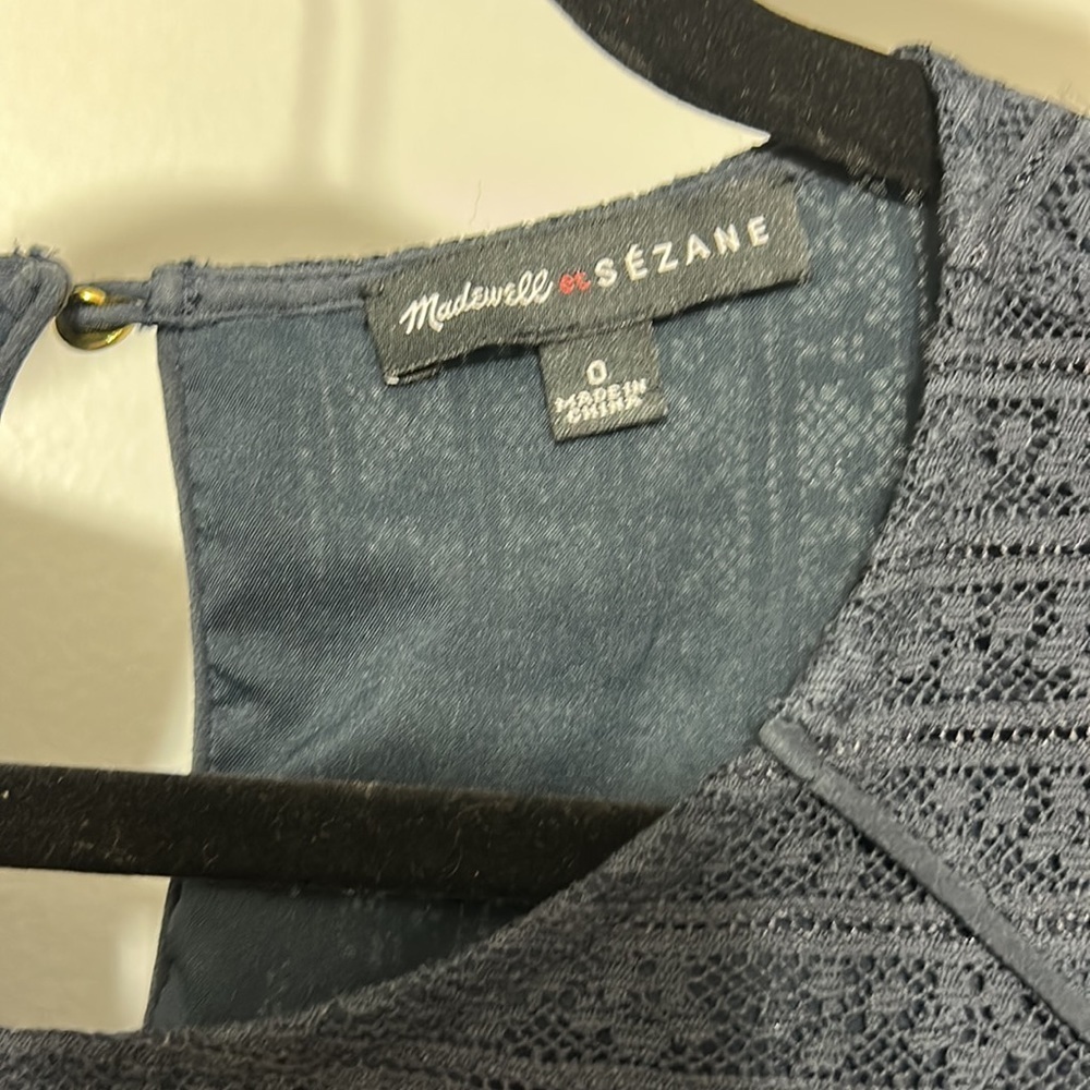 Madewell Sezane Thelma Lace Navy Shift Dress 0 - Gem display picture 3